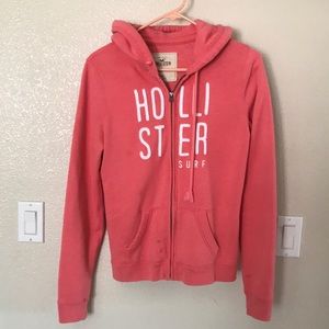 Salmon pink zip hoodie from hollister